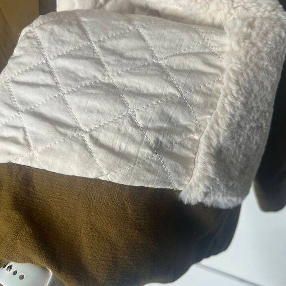 Zara Trafaluc Outerwear Brown Green Cozy Lined Jacket Sz M Poly/Nylon Shell - Picture 12 of 14